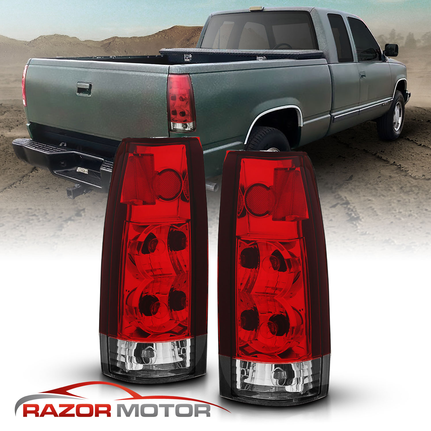 19881999 Red Clear Tail Light Set For Chevy/GMC C10 C/K Silverado